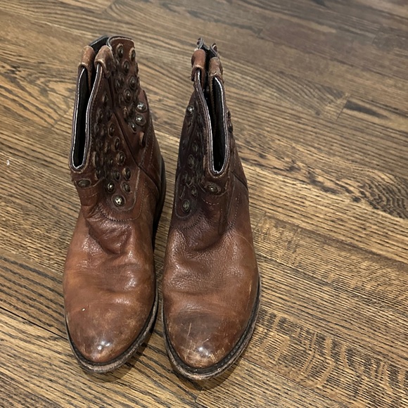 Frye Shoes - Frye Brown Leather Ankle Boots with Stud Accents